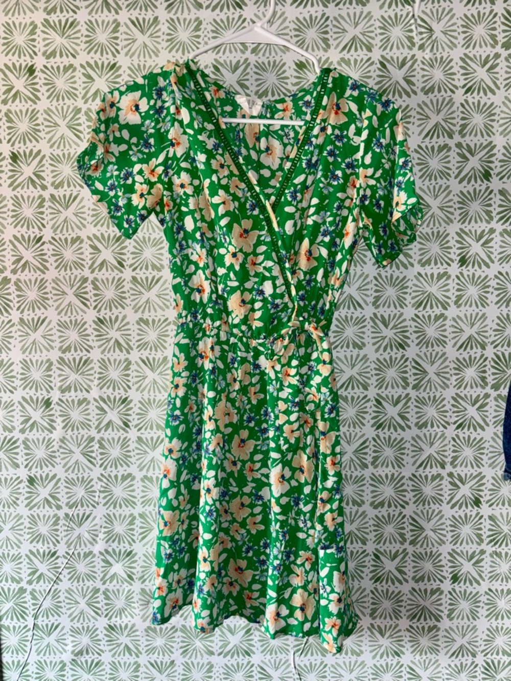 Sienna Sky Green Floral Wrap Midi Dress